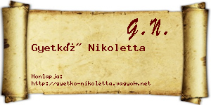 Gyetkó Nikoletta névjegykártya